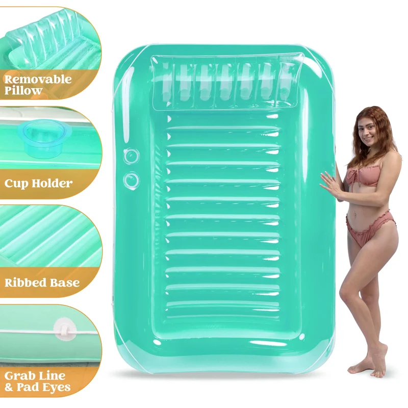 70in x 46in Large Cyan Suntan Tub Pool Floats Sun Tan Tub