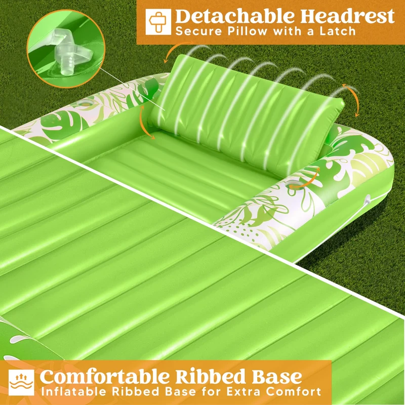 70in x 46in Large Green Suntan Tub Pool Floats Sun Tan Tub