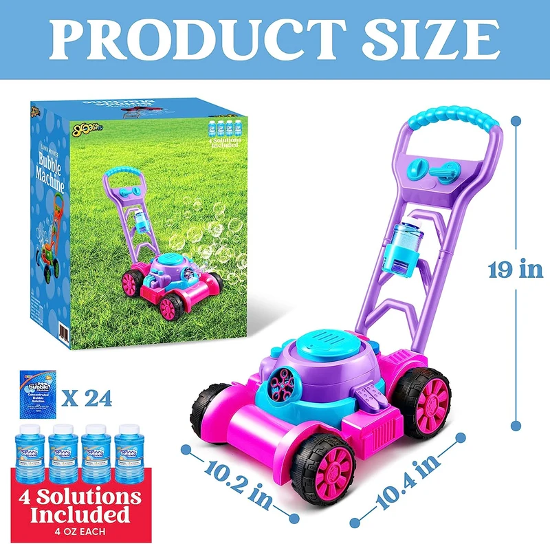 Sloosh Bubble Lawn Mower Toddler Toys, Pink