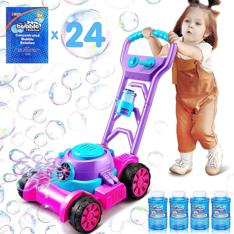 Sloosh Bubble Lawn Mower Toddler Toys, Pink