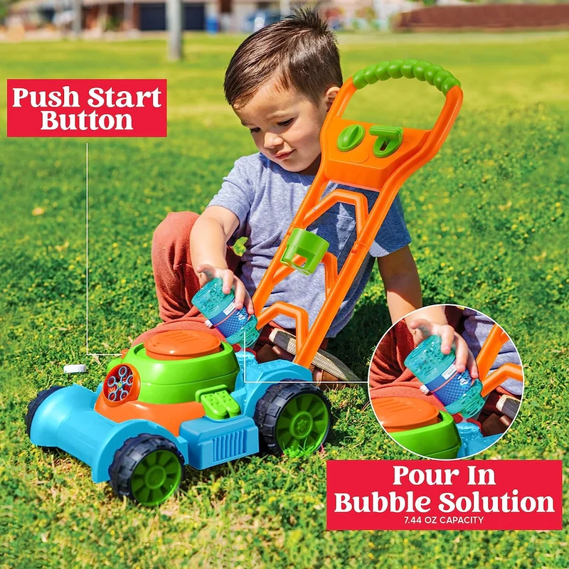 Sloosh Bubble Lawn Mower Toddler Toys, Blue