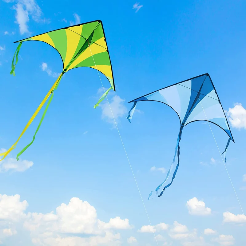 3Pcs Big Delta Kite (Green & Blue & Rainbow) with 262.5ft Kite String