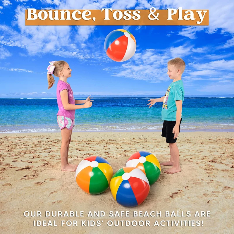 4Pcs Inflatable Beach Balls 20in
