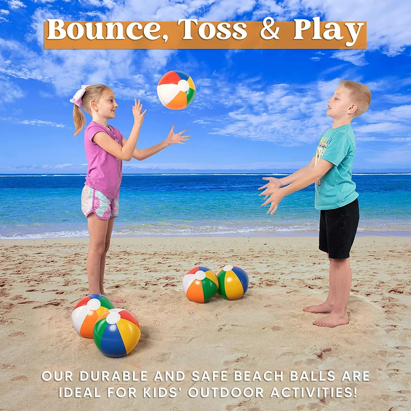 12Pcs Inflatable Beach Balls 16in