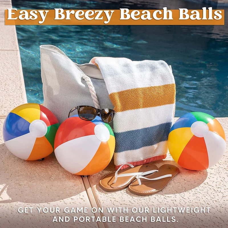 12Pcs Inflatable Beach Balls 16in