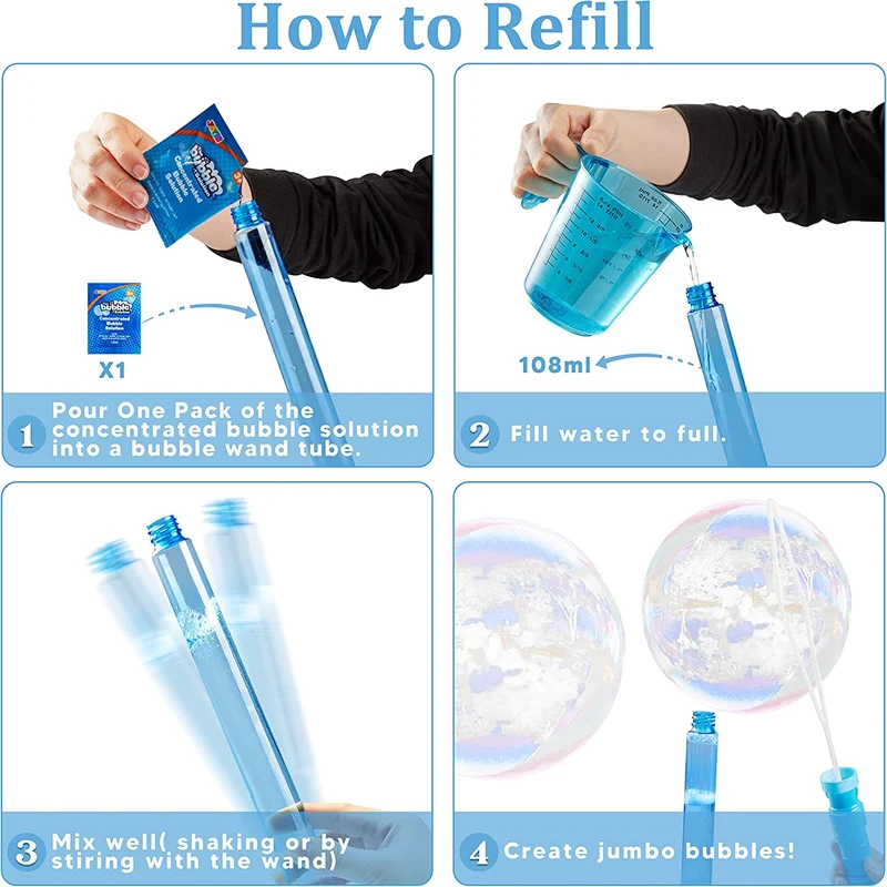 45Pcs Big Bubble Wand Set with Concentrated Bubble Solution Refills