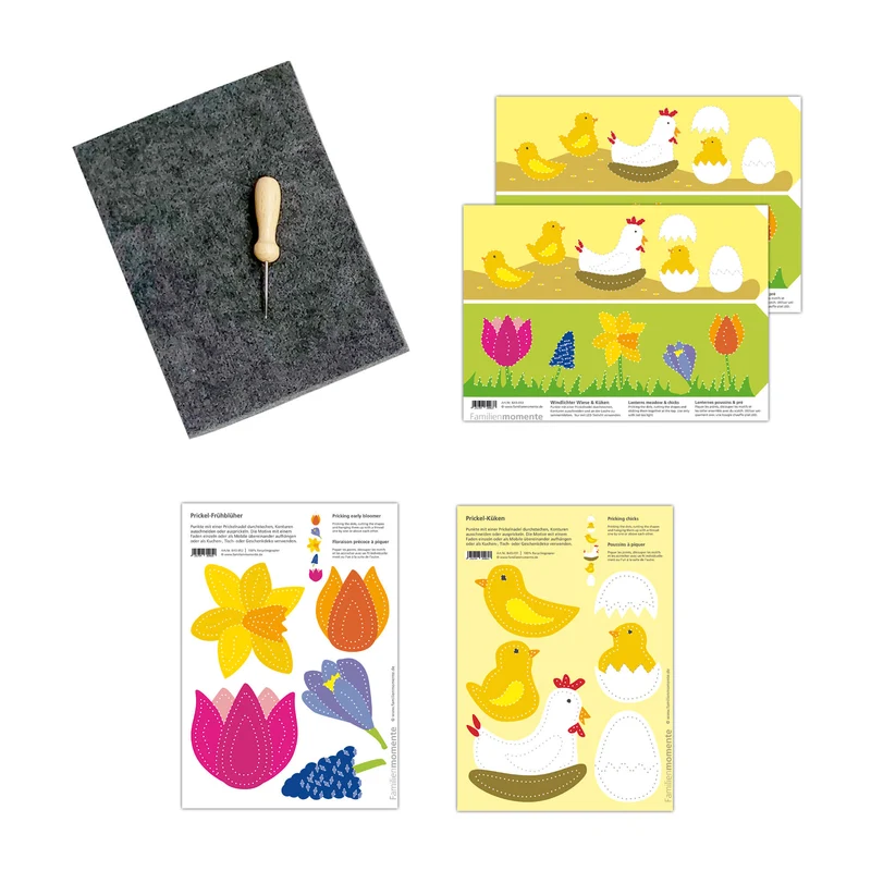 Prickeln für Kinder - Prickelset Wiese & Küken