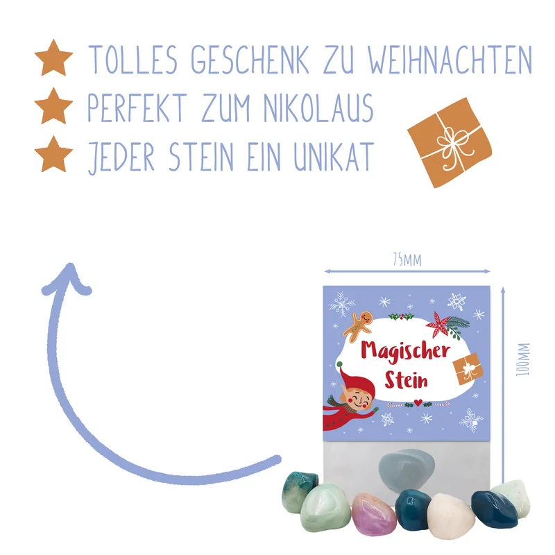 8er Set Glückssteine Weihnachten (Elf)