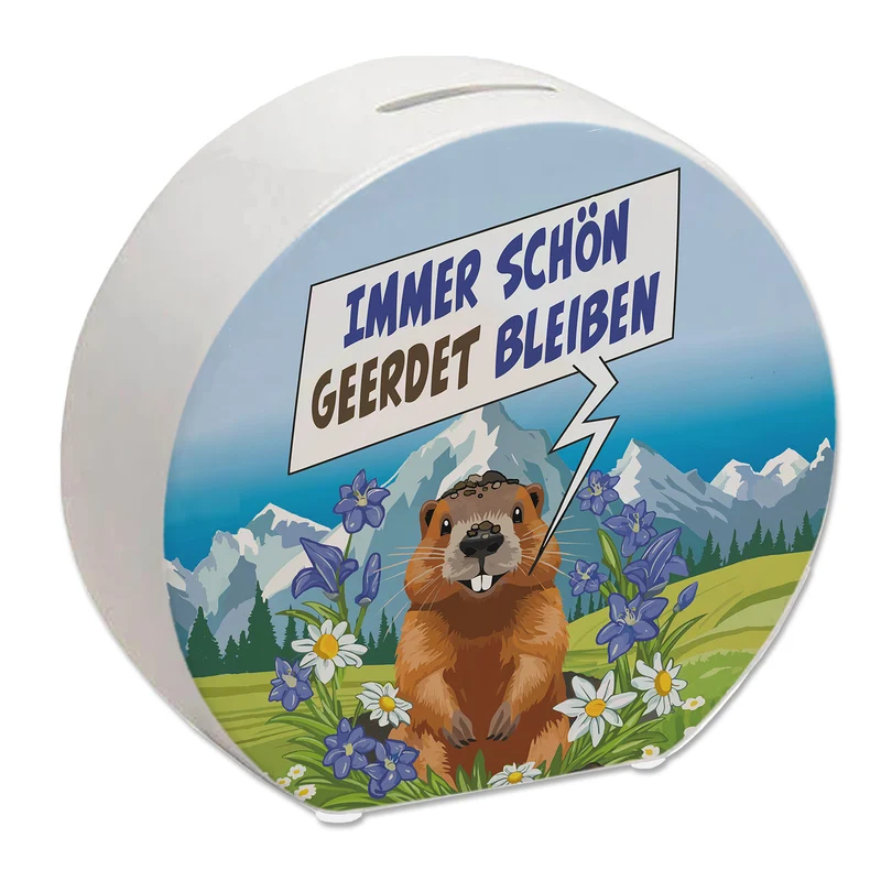 Murmeltier Spardose mit Spruch: Immer schön geerdet bleiben