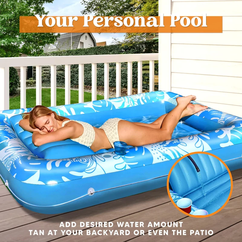70in x 46in Large Blue Suntan Tub Pool Floats Sun Tan Tub
