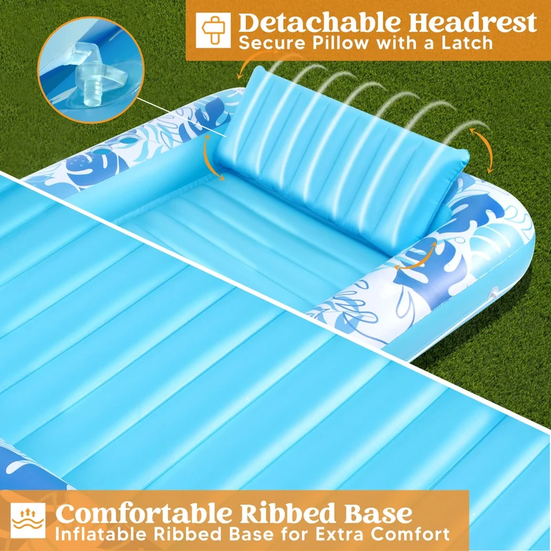 70in x 46in Large Blue Suntan Tub Pool Floats Sun Tan Tub