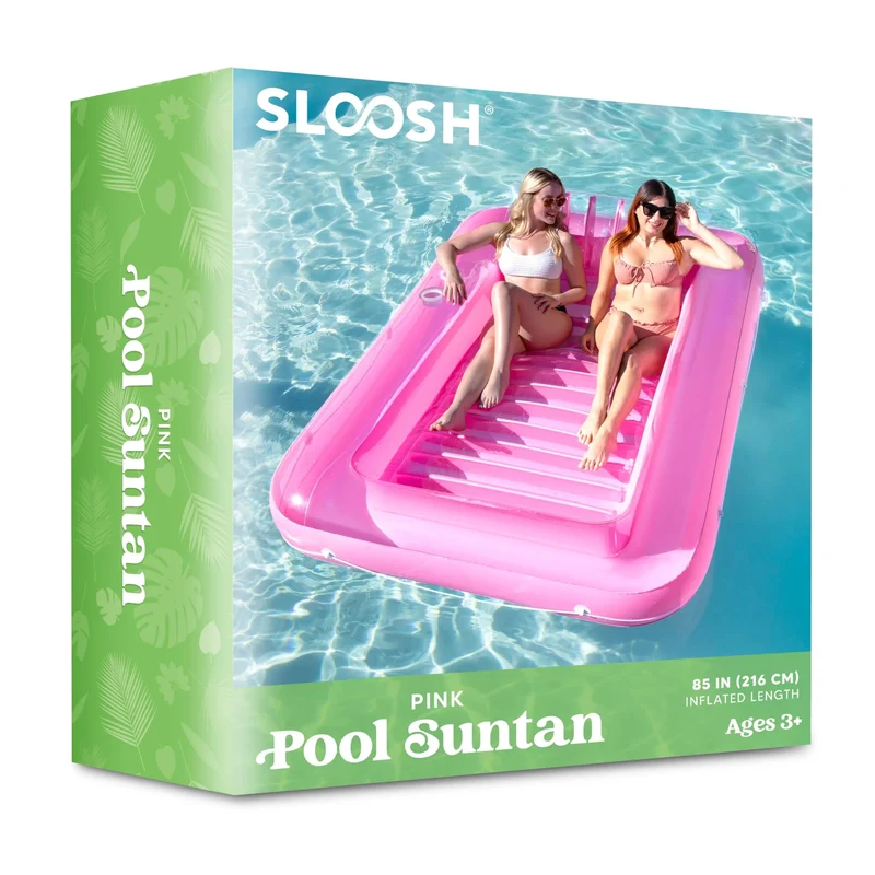 85in x 57in Extra Large Pink Sun Tan Tub Adult Pool Floats Raft for Pool Sunbathing