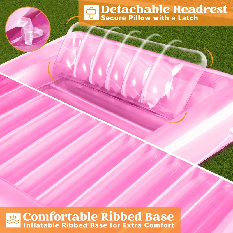 70in x 46in Large Pink Suntan Tub Pool Floats Sun Tan Tub