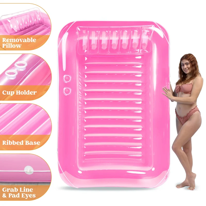 70in x 46in Large Pink Suntan Tub Pool Floats Sun Tan Tub