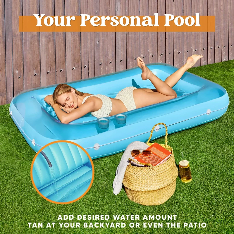 70in x 46in Large Blue Suntan Tub Pool Floats Sun Tan Tub