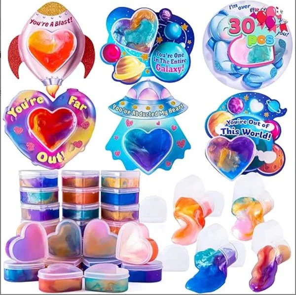 28Pcs Wind Up Toy with Kids Valentines Cards for Valentine Party Favors