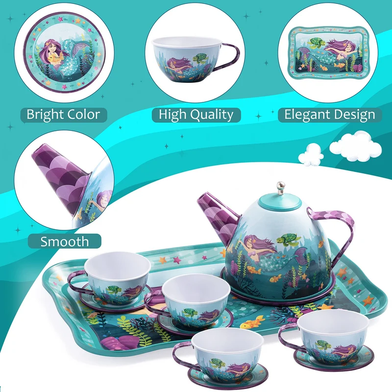 Mermaid Pretend Tin Teapot Set
