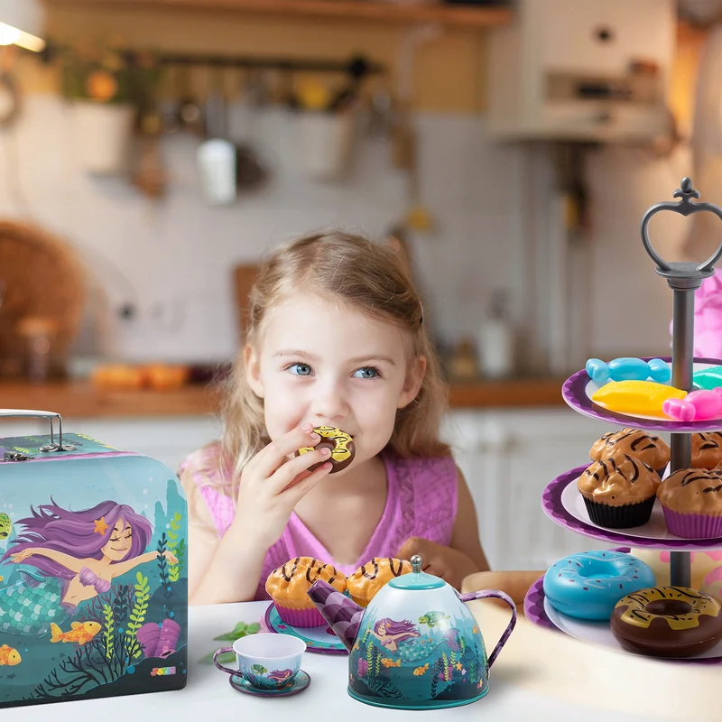 Mermaid Pretend Tin Teapot Set