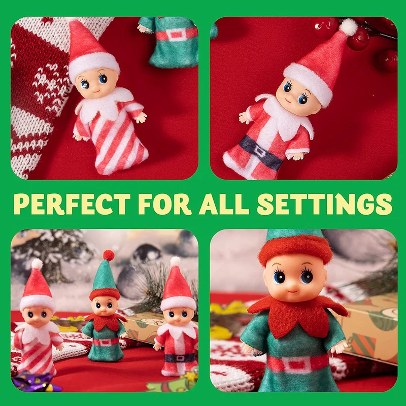 Colorful Costume Vinyl Face Plush Dolls for Christmas, 3 Pcs