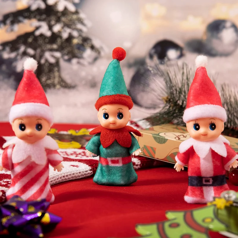 Colorful Costume Vinyl Face Plush Dolls for Christmas, 3 Pcs