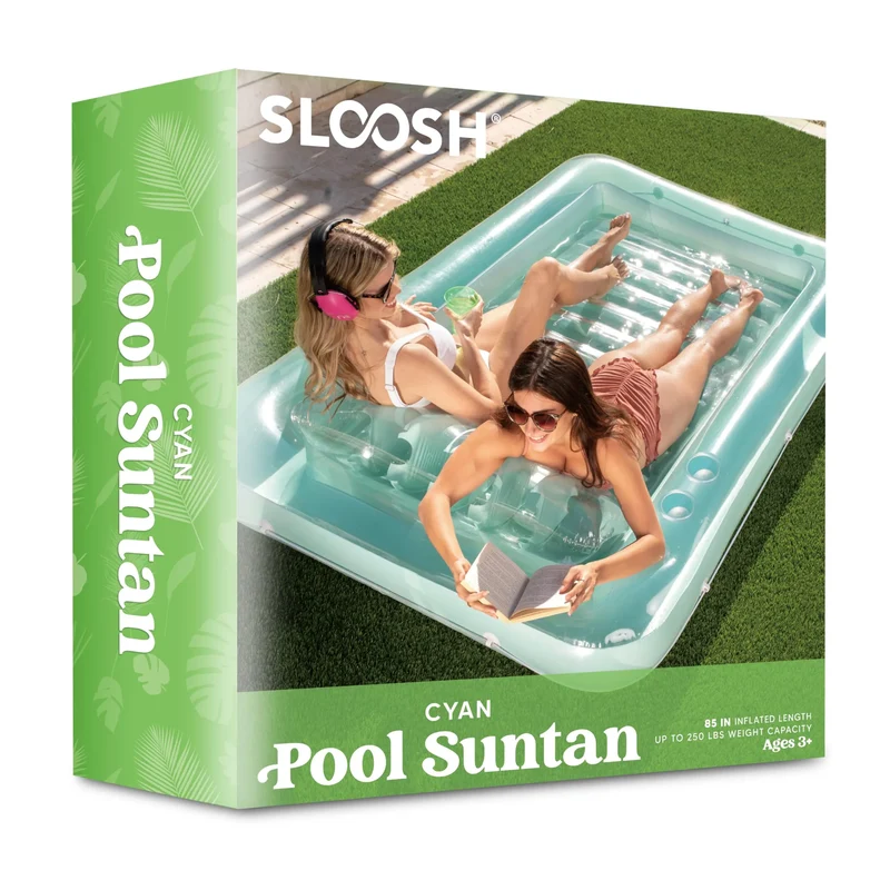 Sloosh-XL Inflatable Tanning Pool Lounge Float, 85in x 57in Extra Large Sun Tan Tub Adult Pool Floats Raft