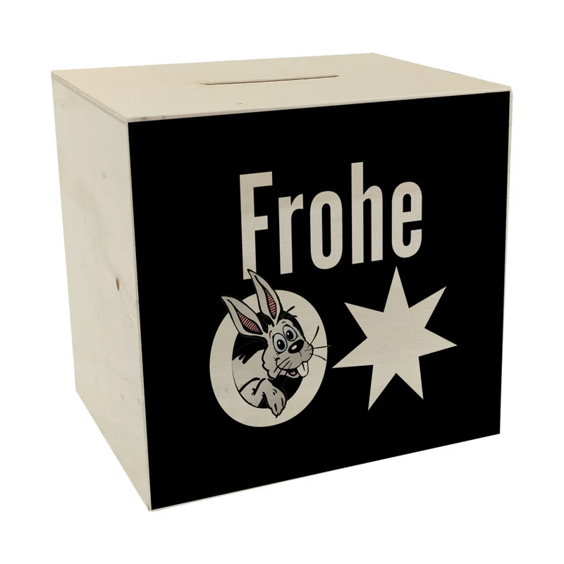 Osterhase Spardose mit Spruch: Frohe Ostern