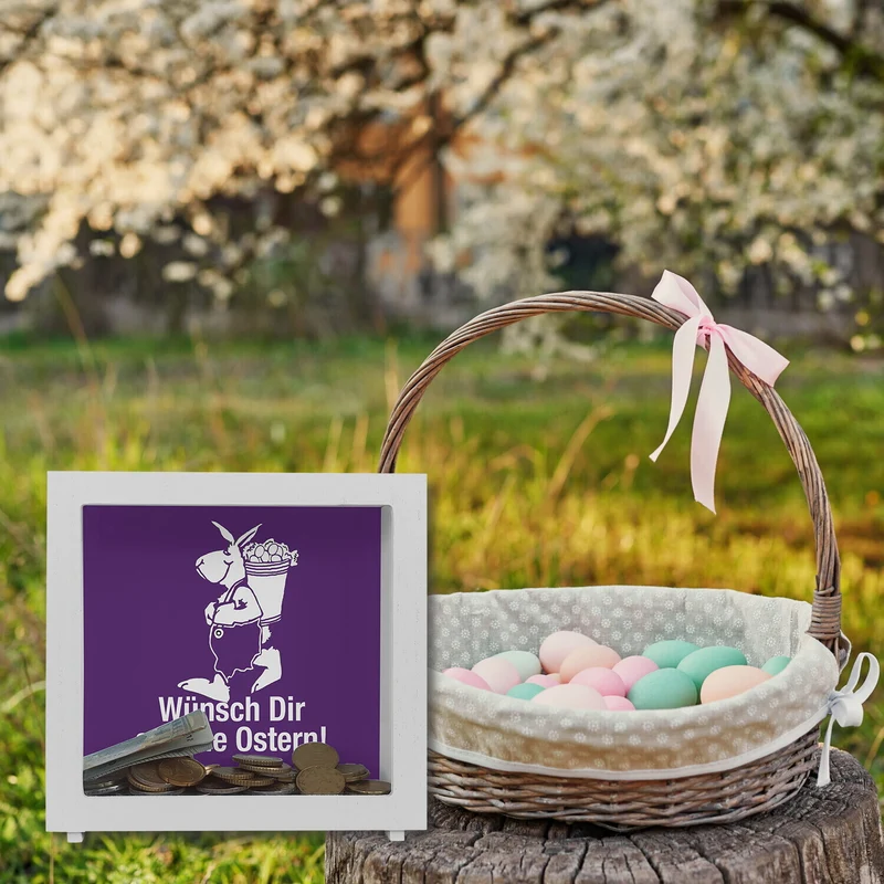 Osterhase Spardose mit Spruch: Wünsch dir schöne Ostern!