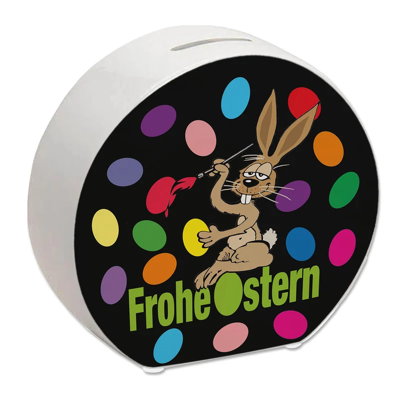 Osterhase Spardose mit Spruch: Frohe Ostern