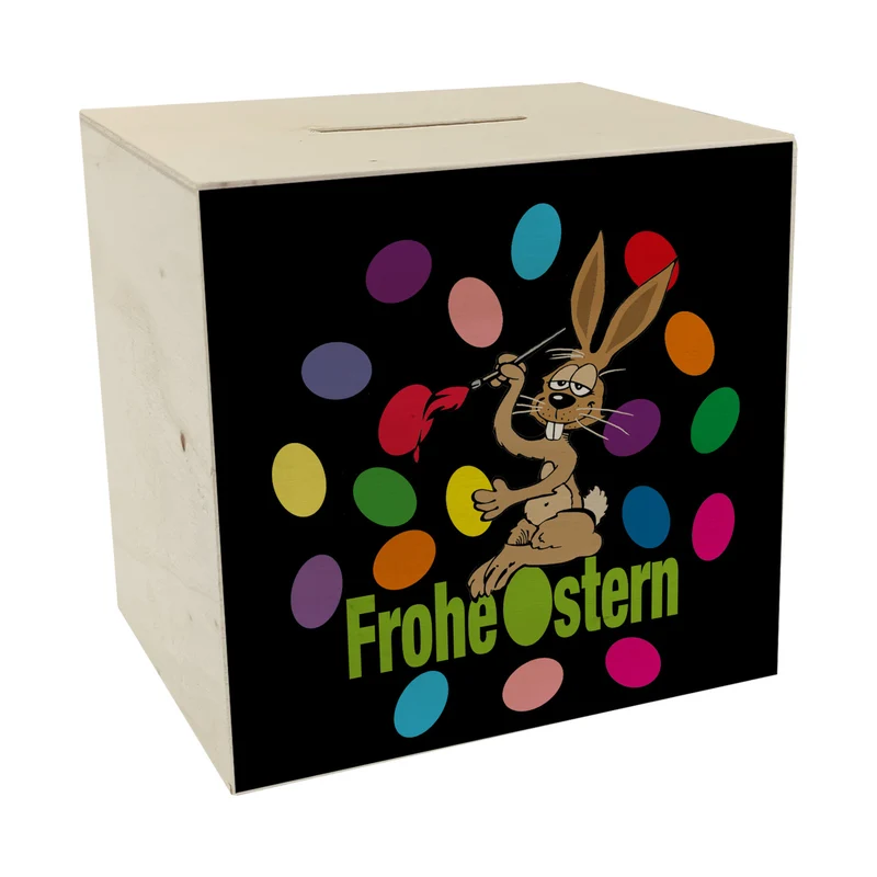 Osterhase Spardose mit Spruch: Frohe Ostern