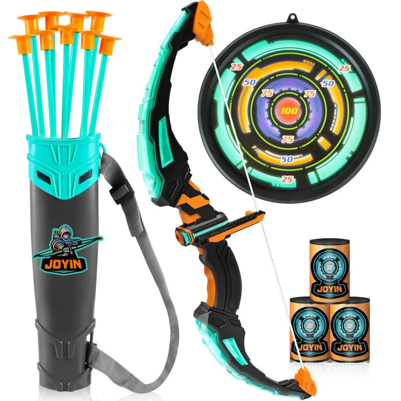 Kids Bow and Arrow Set, LED Light Up Archery Toy - Aqua Blue