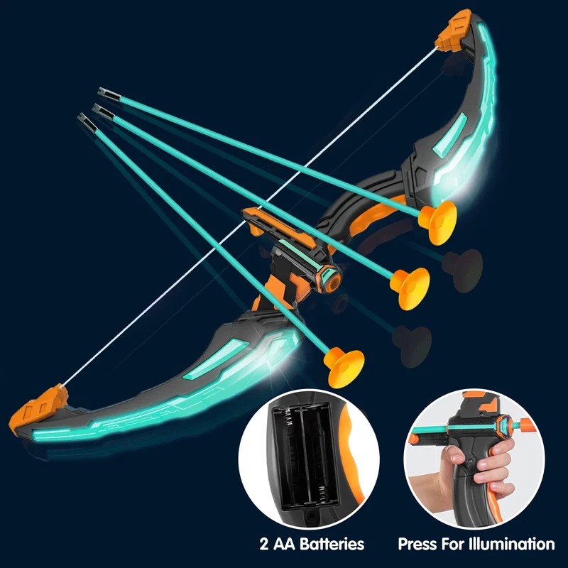 Kids Bow and Arrow Set, LED Light Up Archery Toy - Aqua Blue