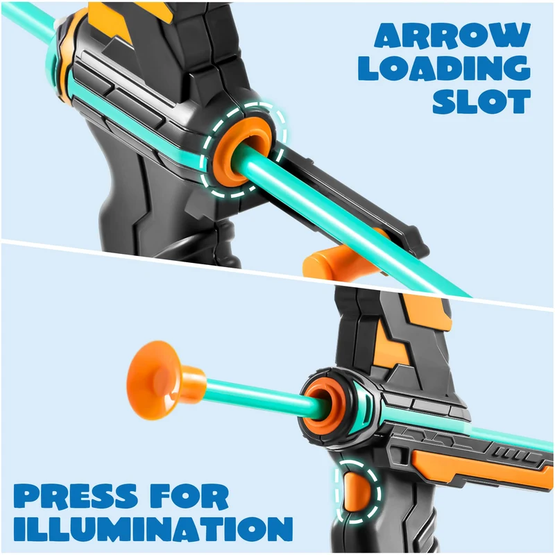 Kids Bow and Arrow Set, LED Light Up Archery Toy - Aqua Blue