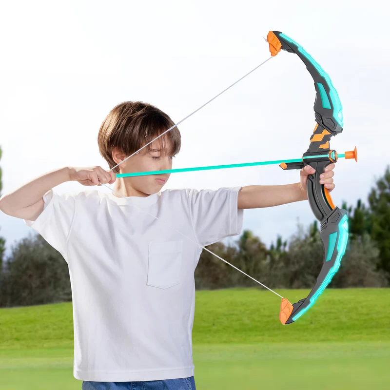 Kids Bow and Arrow Set, LED Light Up Archery Toy - Aqua Blue