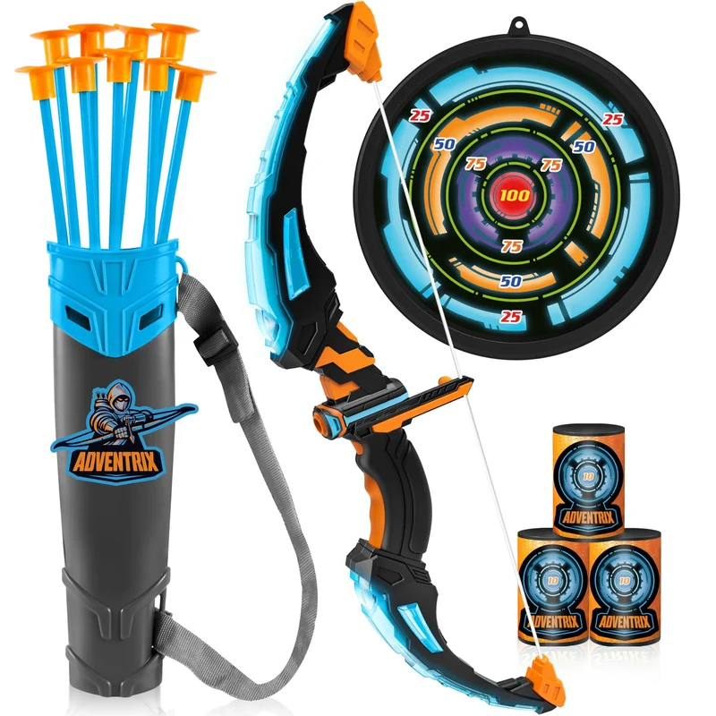 LED Bow and Arrow for Kids, Light Up Archery Toy Play Set