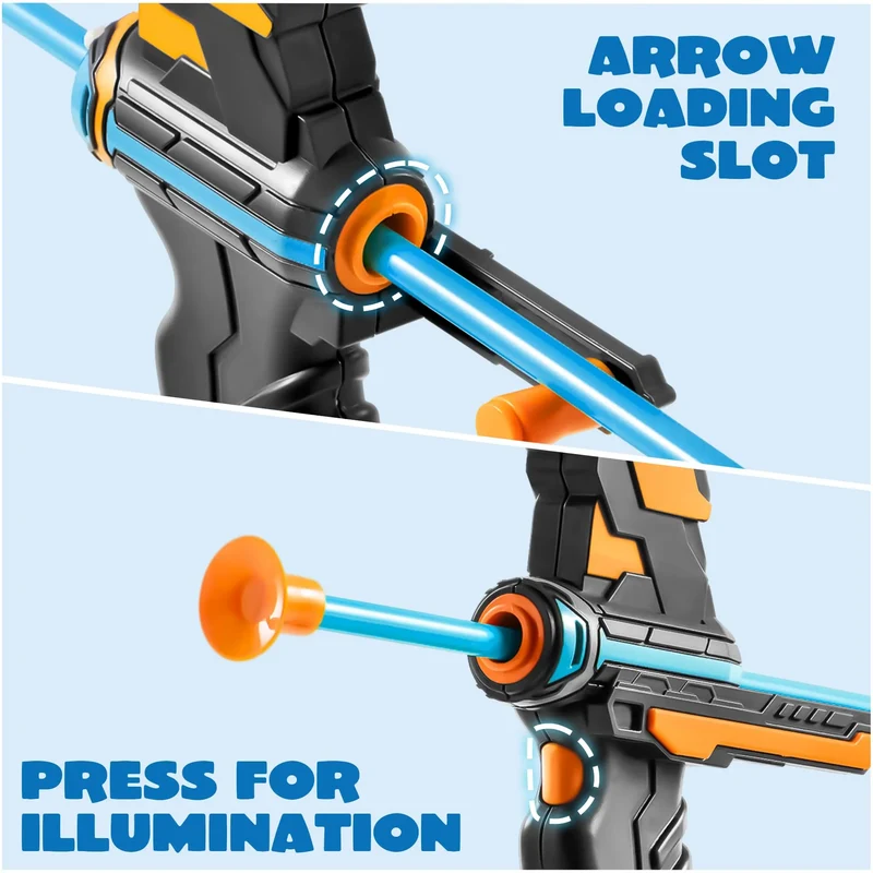 LED Bow and Arrow for Kids, Light Up Archery Toy Play Set