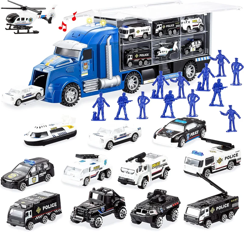 25 in 1 Police Carrier Truck Toys Set