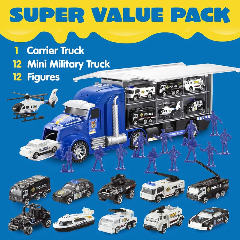 25 in 1 Police Carrier Truck Toys Set