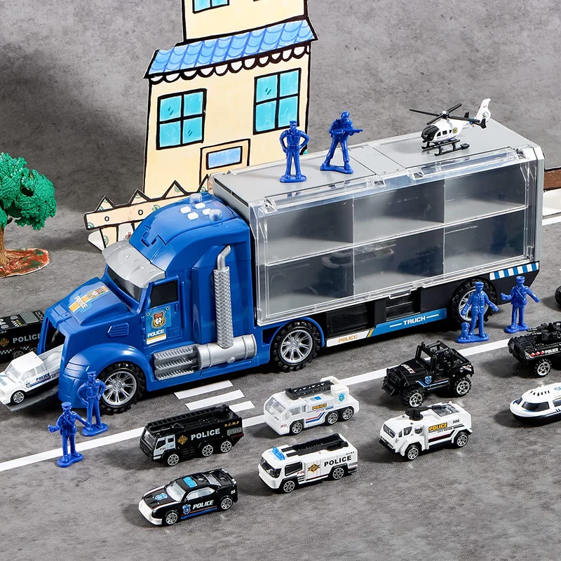 25 in 1 Police Carrier Truck Toys Set