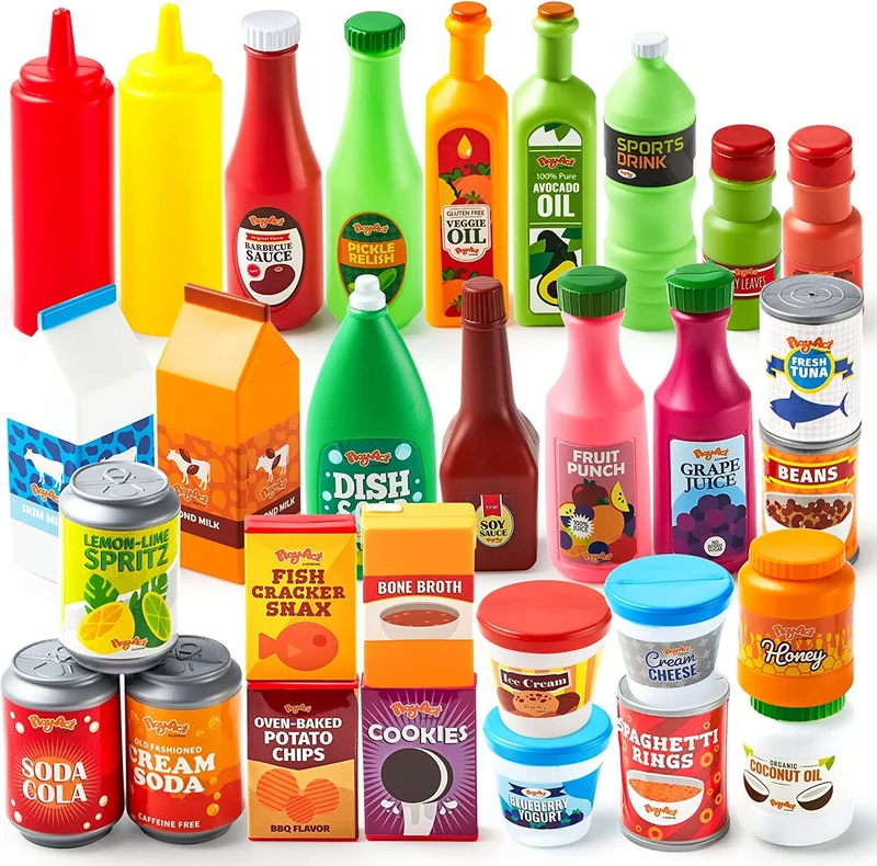 Play Food Grocery Cans, 30 Pcs