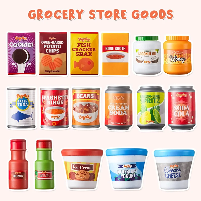 Play Food Grocery Cans, 30 Pcs
