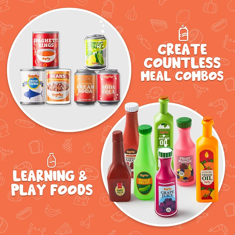 Play Food Grocery Cans, 30 Pcs