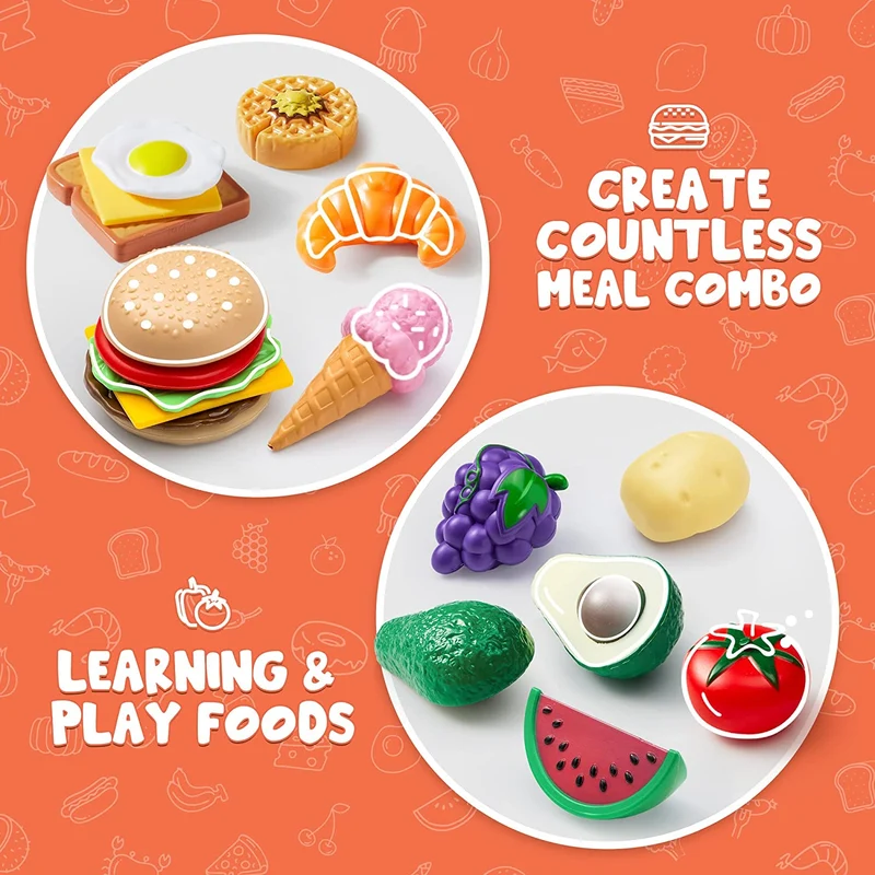 PLAY-ACT Plastic Play Food Toys , 50 Pcs