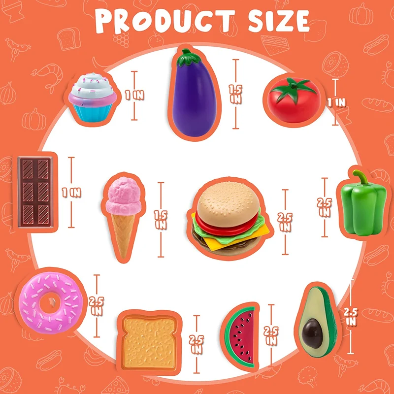 PLAY-ACT Plastic Play Food Toys , 50 Pcs
