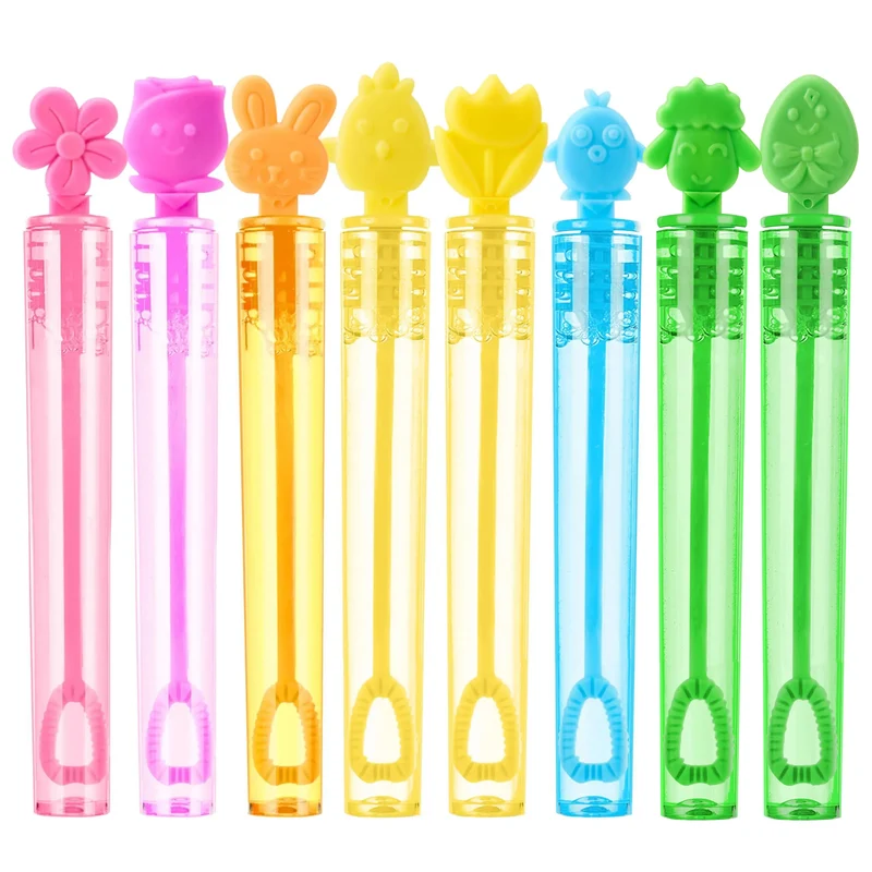 72Pcs Easter Mini Bubble Wands, 8 Assorted Colors 9 Styles Bubble Wands