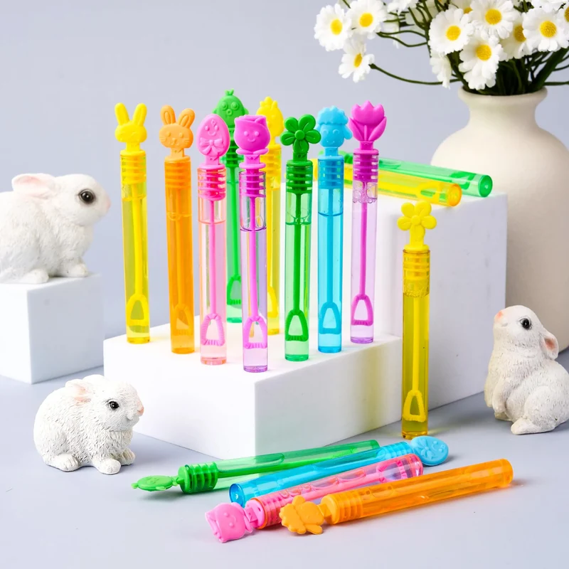 72Pcs Easter Mini Bubble Wands, 8 Assorted Colors 9 Styles Bubble Wands