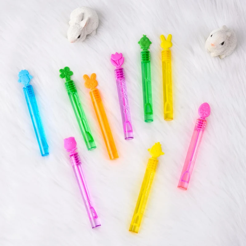 72Pcs Easter Mini Bubble Wands, 8 Assorted Colors 9 Styles Bubble Wands