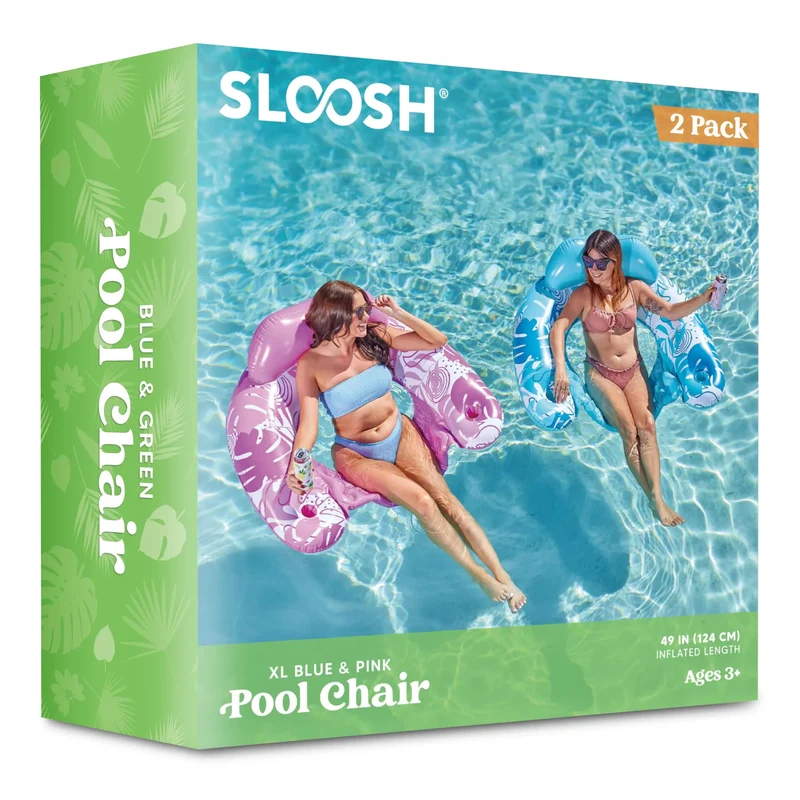 2 Pack Pool Chairs with Cup Holders,Blow up Floating Pool Floats Chair