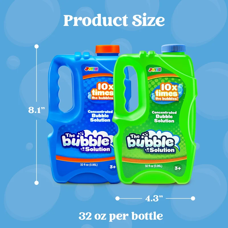 2 Bottles Bubbles Refill Solutions 64oz (up to 5 Gallon) for Bubble Machine