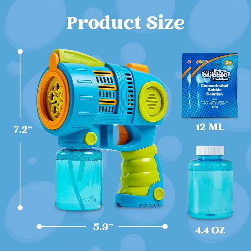 2 Packs Bubble Gun Machine with Bubble Refill Solution, 5000+ Bubbles Per Min