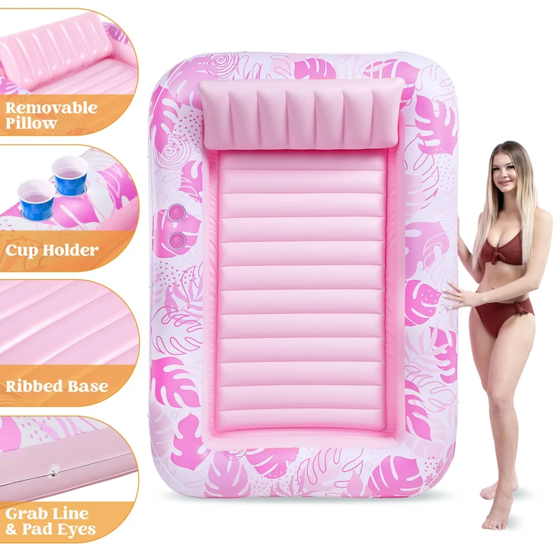 70in x 46in Large Blushing Pink Suntan Tub Pool Floats Sun Tan Tub